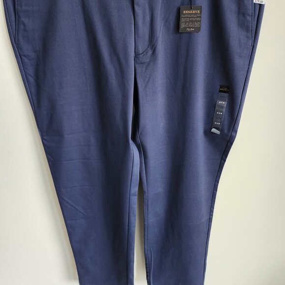 46x32 Blue Chinos Jos A Bank Cotton Reserve Pants New Flat Front Nwt Navy Khakis - Picture 15 of 17